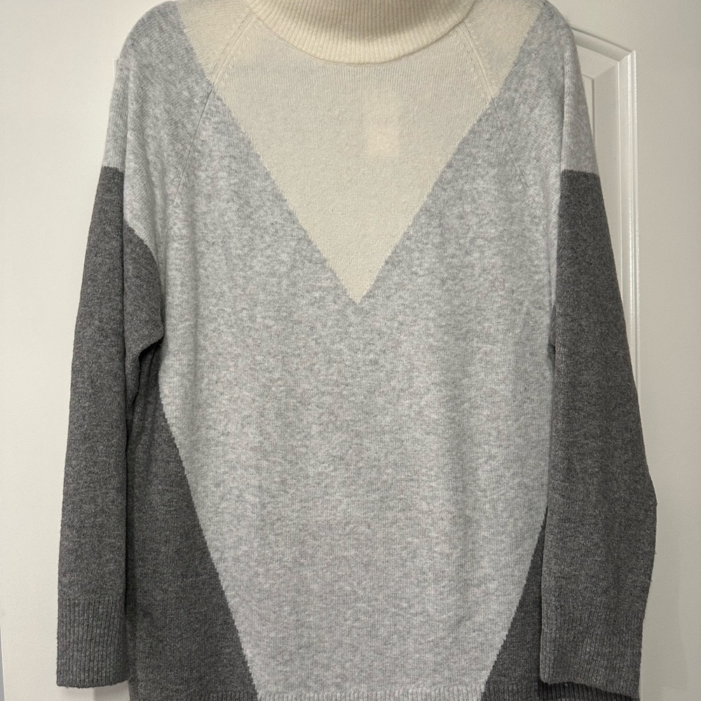 Express Color Block Turtleneck Tunic Sweater